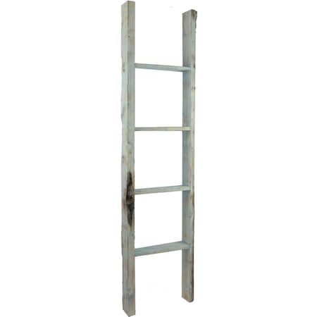 Ekena Millwork 15"W x 60"H x 3 1/2"D Vintage Farmhouse 4 Rung Ladder, Barnwood Decor Collection, Driftwood Blue DECR015X060X04LDRBU